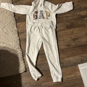 GAP Kids White Sweatpants & Hoodie Set